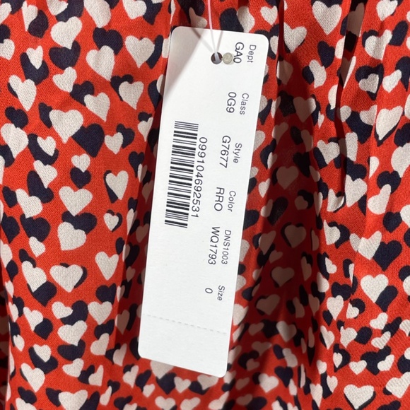 NEW J Crew Shirt Womens 0 red black silk satin heart off shoulder preppy blouse - Picture 7 of 12